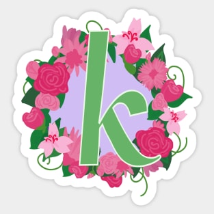 Monogram K, Personalized Floral InitiaI Sticker